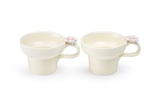 Grace Teaware Ivory Pink Sculpted Rose 9oz Fine Porcelain Mug Set of 2 picture