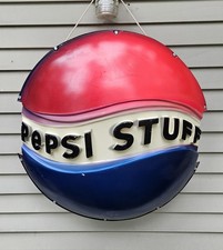 Vintage 90s Pepsi Round Molded Plastic 3D Pepsi Stuff Display Sign  32” Circular picture