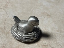 Vintage Fine Pewter BIRD IN NEST 1