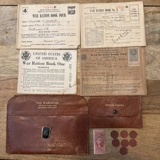 Rare 14k gold pin WW2 War Ration Books No 1,2,3,4 Stamps Coupons Original Holder picture