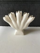 Vintage MCM Miniature LEART footed five 5 Finger White Tulip Bud Vase RARE #304 picture