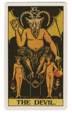The Devil - 15, Rider Waite Single Swap Tarot Card, no ©, Original, 2¾
