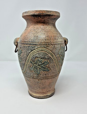 Vintage Pottery Ceramic Classic Design Jug Vase Hand Painted Floral 2 Handles picture