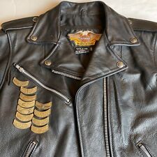 Harley Davidson leather jacket Coat biker Ralley pins size 42 Men/Woman picture
