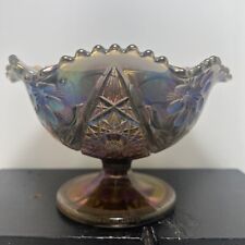 Vintage Imperial Glass Compote Bowl Iridescent Carnival Glass Ruffled Edge picture