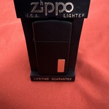 🔥Very Rare Vintage Zippo Slim Model 1618i Matte Black & Gold Engravable Nice   picture