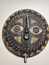 African Bobo Sun Mask Rustic 18” Wall Art Hand Carved Wood Burkina Faso Tribal picture
