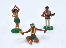 Vintage Hawaiian Aloha Hula Cast Iron figurines Hand Painted 2” Tall Hard 2 Find picture
