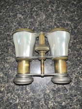 Antique Chevalier Paris French Opera Glasses Binoculars Mother of Pearl On Brass picture
