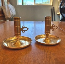 Skultuna 1607 Brass Candlestick Holder Pair Set Sweden Vintage Mid Century No 68 picture
