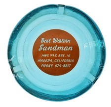 Vintage Glass Marketing Ashtray / Best Western Sandman / Madera California CA picture