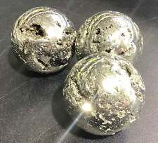 Wholesale Bulk Lot 3 Pack Of Iron Pyrite Sphere Druzy Crystal Sphere Orbs picture