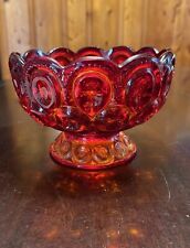 Vintage LE Smith Moon and Star Amberina Pedestal Compote Candy Dish 4