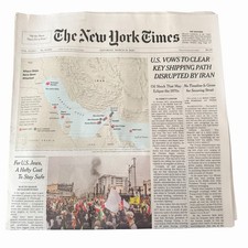 The New York Times Newspaper March 14 2026 U.S. Vows to Clear Key Shipping Path picture