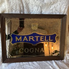 Vintage Martell Cognac Mirror Sign Bar Decor Gold Blue Framed  picture