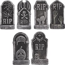Eerie 6 Count Foam Tombstones - Lightweight and Reusable Halloween Decor picture