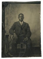 Black Man w/Very Large Hands 1860 Outstanding African American Gentleman Tintype picture