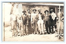 1904-1918 Early Outdoor Portrait Group Men Woman Childn RPPC POstcard picture