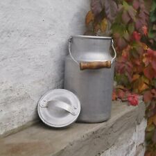 Enamel Milk Can with Lid, Garden Decor, Soviet Vintage 1980s Enamelware #2 picture