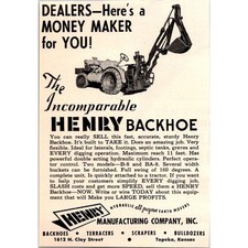 Henry Manufacturing Company Inc. Henry Backhoe Topeka KS 1953 Ad SAI2-H8 picture