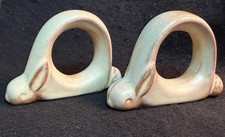 Frankoma Desert Gold Bunny Rabbit Napkin Rings (2) - Ada Clay - Rare HTF picture