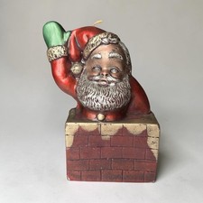 Vintage MCM Christmas Santa Claus In Chimney Candle 10” Holiday Full Wax Heavy picture