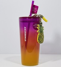 New 2021 Starbucks-Hawaii Collection-18 oz. Glass Tumbler-Pink & Orange Ombre picture
