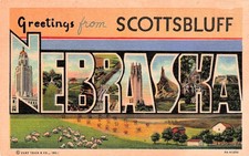 Scottsbluff NE Nebraska Large Letter Landmarks Curt Teich Linen Vtg Postcard 11A picture