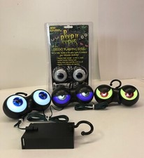 Battery Operated w/timer Spooky Fun Eyes Halloween Yard Lights Peep N Peepers  picture