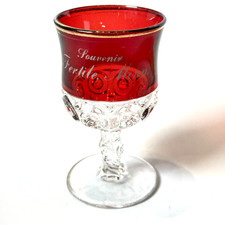 FERTILE MN MINNESOTA Ruby Red Flash Souvenir Glass TRINKET ANTIQUE GOBLET CUP picture