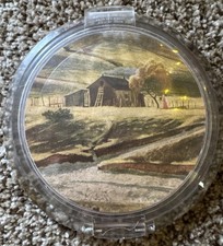 Vint 1940s ZIEGFELD Zodiac Girl Outdoor Barn Snow COMPACT LUCITE  & SIGNED PUFF picture