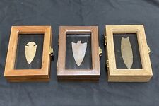 🔥INDIAN ARTIFACTS ARROWHEAD COLLECTION DISPLAY CASE FRAME WOOD/GLASS LOCKING🔥 picture