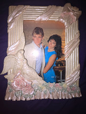 Vintage 90s Photo Frame Love Doves 5x7 Wedding Anniversary Gift Beautiful NEW picture