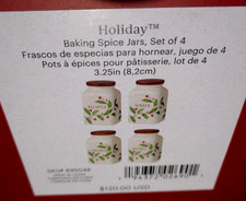 Lenox HOLIDAY 8 Different Holly Berry Cooking Spice Jars w/Wood Lids NIB $240 picture