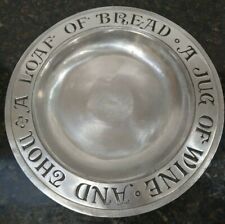 Vintage WILTON RWP PEWTER PLATE Metal A Loaf of Bread A Jug of Wine and Thou picture