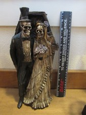 Halloween Bride & Groom Skeleton Couple N Coffin Los Muertos Wedding Style Decor picture