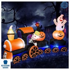 Halloween Inflatable Train 9 Feet with Kittens Ghosts Pumpkins Skeleton LED picture