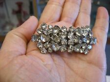 Vintage Duette Art Deco Rhinestone Dress Clip & Pin Brooch - Unmarked - #B262 picture