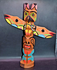 Vintage Northwest  Model Totem Pole Chief White Eagle Family - Muckleshoot 9” picture