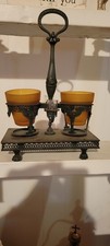 Rare & Antique Victorian Etched Metal Carousel With with 4 holders. picture