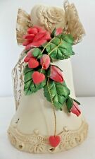 The San Francisco Music Box Company Bell Shaped Faux Lace Roses Foliage Love EUC picture