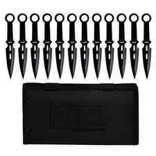 12pc Black Ninja Throwing Knife Set Hunting Combat Naruto Kunai Knives +Sheath picture