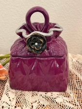 Vintage David's Cookies Purple Passion Ceramic Purse Candy Jar picture