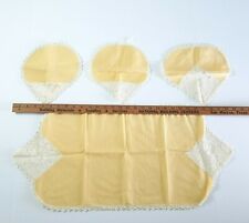 Vintage Muslin & Lace Table Runner Lace Dresser Scarf Doilies Linen 5 Piece Set picture