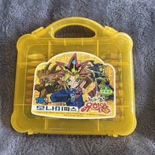 Vintage Yu-Gi-oh yugioh yellow clear crayon case with crayons 1996 picture