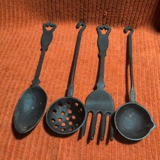 VTG Cast Iron Kitchen Utensil Set – Fork, Spoon, Ladle & Strainer Taiwan Decor picture