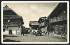 Postcard Wallern i. Bohemian Forest, Mäumerstrasse and man with ox team  picture