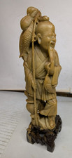 Antique Oriental Chinese Soapstone Fisher Man Statue Figurine  9 3/4 