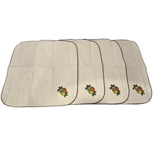 4 Vtg MCM Sears Strawberry Applique Fabric Napkins/Placemates Farmhouse Cottage picture