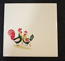 Vintage RARE Steubenville - Family Affair Pattern - Chicken Rooster Tile/Trivet picture